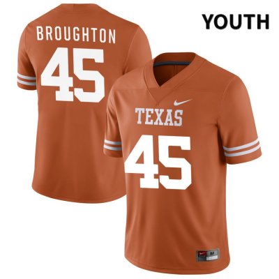 Texas Longhorns Youth #45 Vernon Broughton Authentic Orange NIL 2022 College Football Jersey AVH53P4A